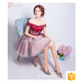 Intellektuelle rote kurze off-Schulter Prom neuesten Net Designs spanischen Stil Abendkleid